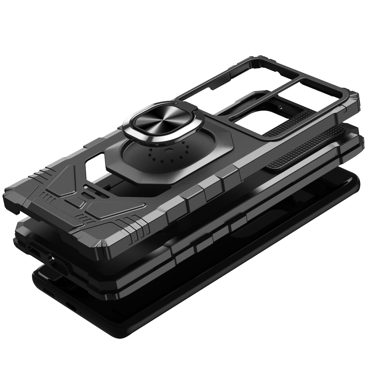 For Wiko Voix Hybrid Dual Layer with 360° Rotate Magnetic Ring Stand Holder Kickstand, 2in1 TPU Rugged PC Shockproof Phone Case Cover