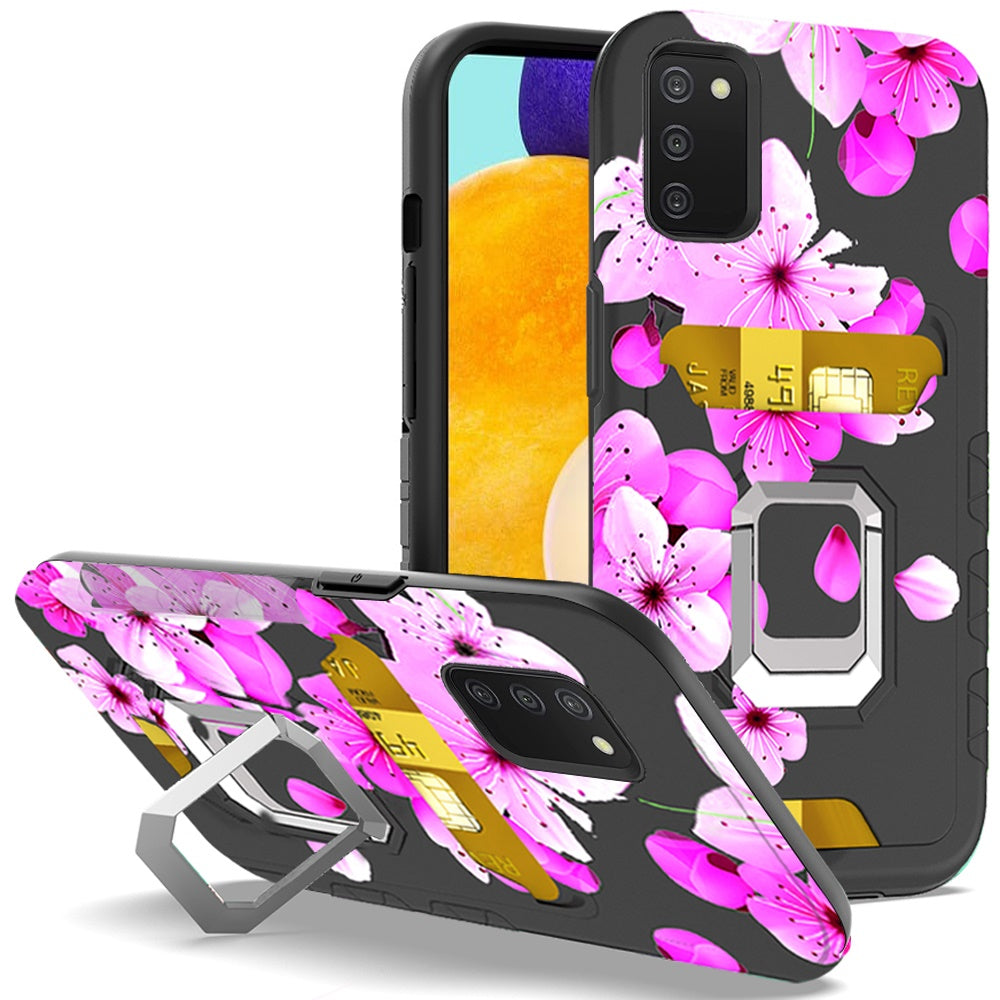 For Samsung Galaxy A03S Wallet Case Designed with Credit Card Slot Holder & Magnetic Stand Kickstand Ring Heavy Duty Hybrid Armor Phone Case Cover