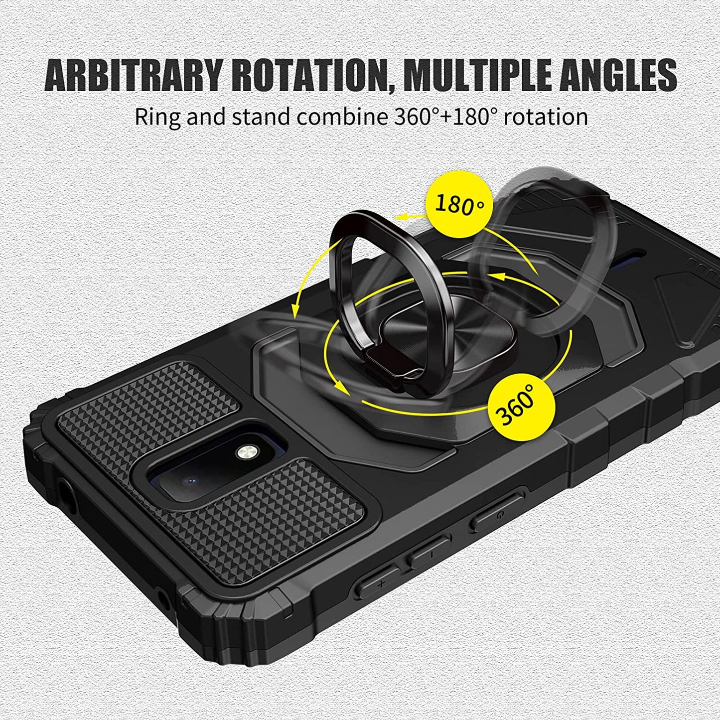 For Samsung Galaxy A03S Full-Body 2in1 Magnetic Car Mount Metal Ring Holder Kickstand Heavy Duty Hybrid Armor Phone Case Cover