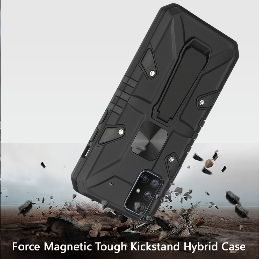 For Samsung Galaxy A71 5G Armor Kickstand Case Hybrid Heavy Duty Silicone Bumper with Magnetic Function Shockproof Hard Phone Case Cover