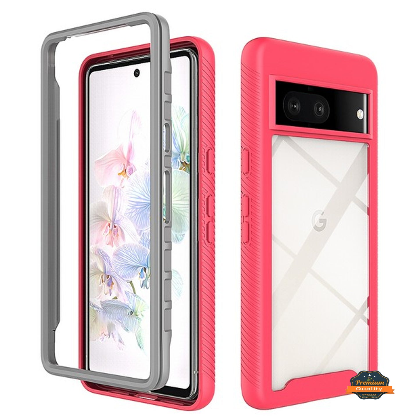 For Google Pixel 7 Full Body Armor Slim Hybrid Double Layer Hard PC + TPU Transparent Back Rugged Frame Shockproof Phone Case Cover