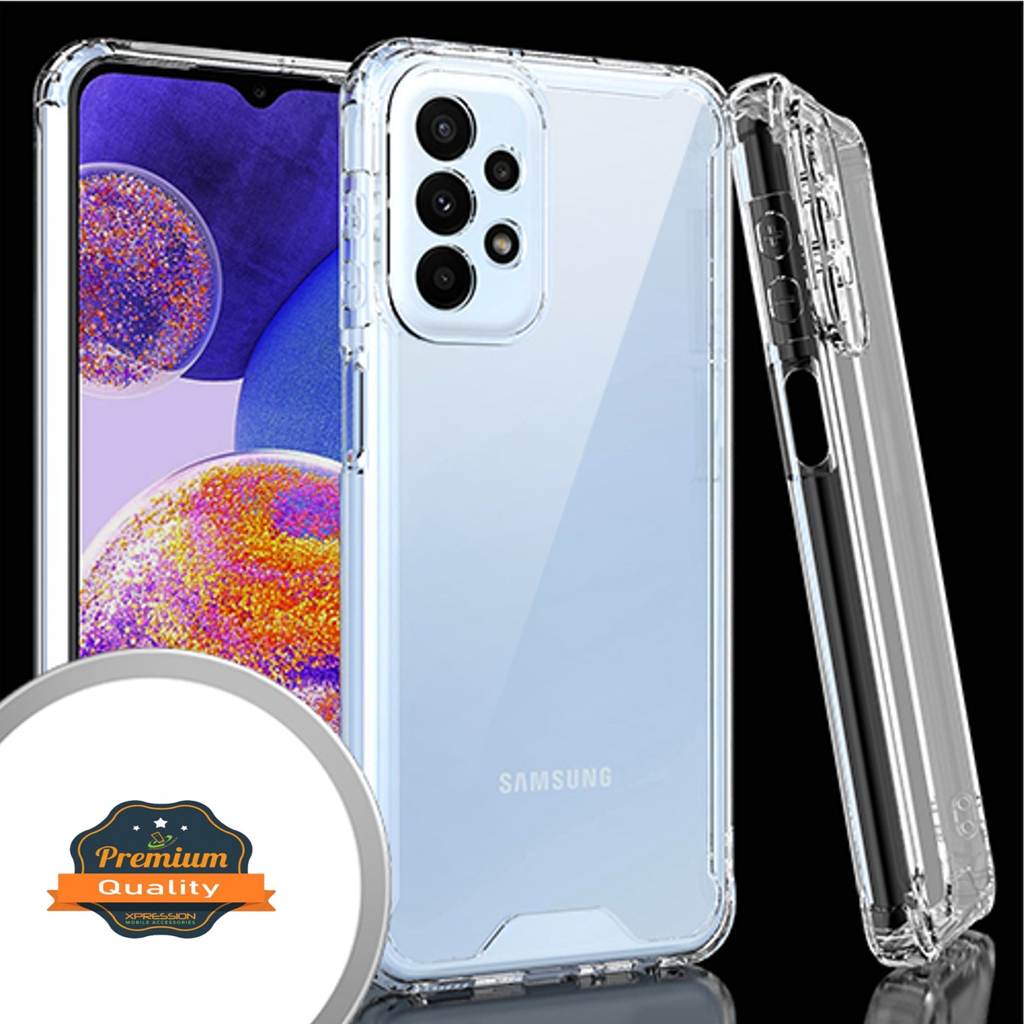 For Samsung Galaxy A23 5G Ultra Slim Frame Shockptoof Hybrid Rubber Silicone Gummy TPU Clear Hard Back Protective Phone Case Cover