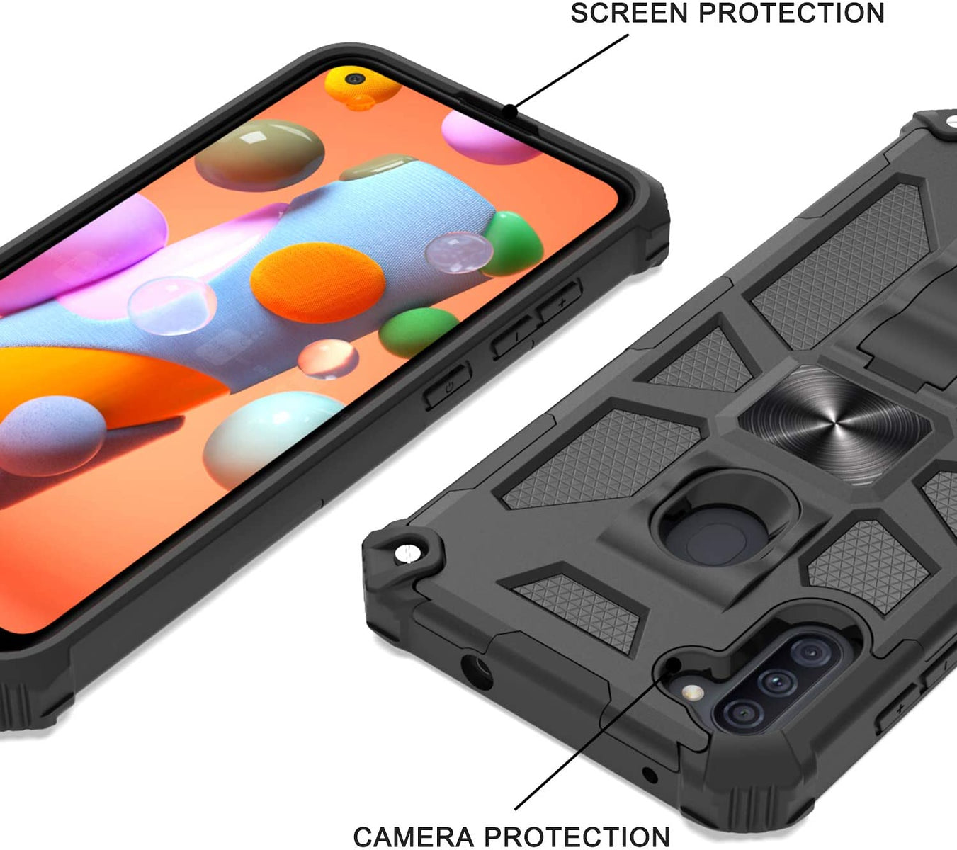 For Samsung Galaxy A13 5G Cases with Invisible Kickstand Stand Dual Layer Hybrid Defender Military Grade Shockproof Hard PC Phone Case Cover