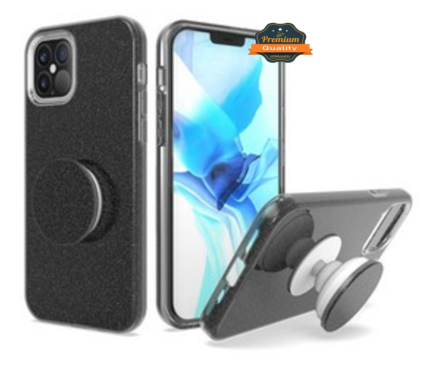 For Samsung Galaxy A22 5GGlitter Sparkle Slim Bling Hybrid Protective with Round Stand Shockproof Soft TPU Rubber Phone Case Cover
