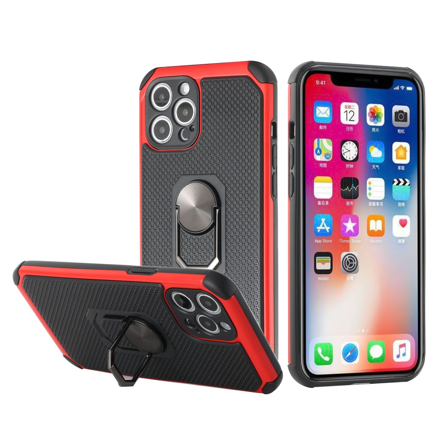 For Apple iPhone 11 (6.1") Slim Rugged TPU Shockproof Hybrid with Magnetic Ring Stand Holder Phone Case Cover