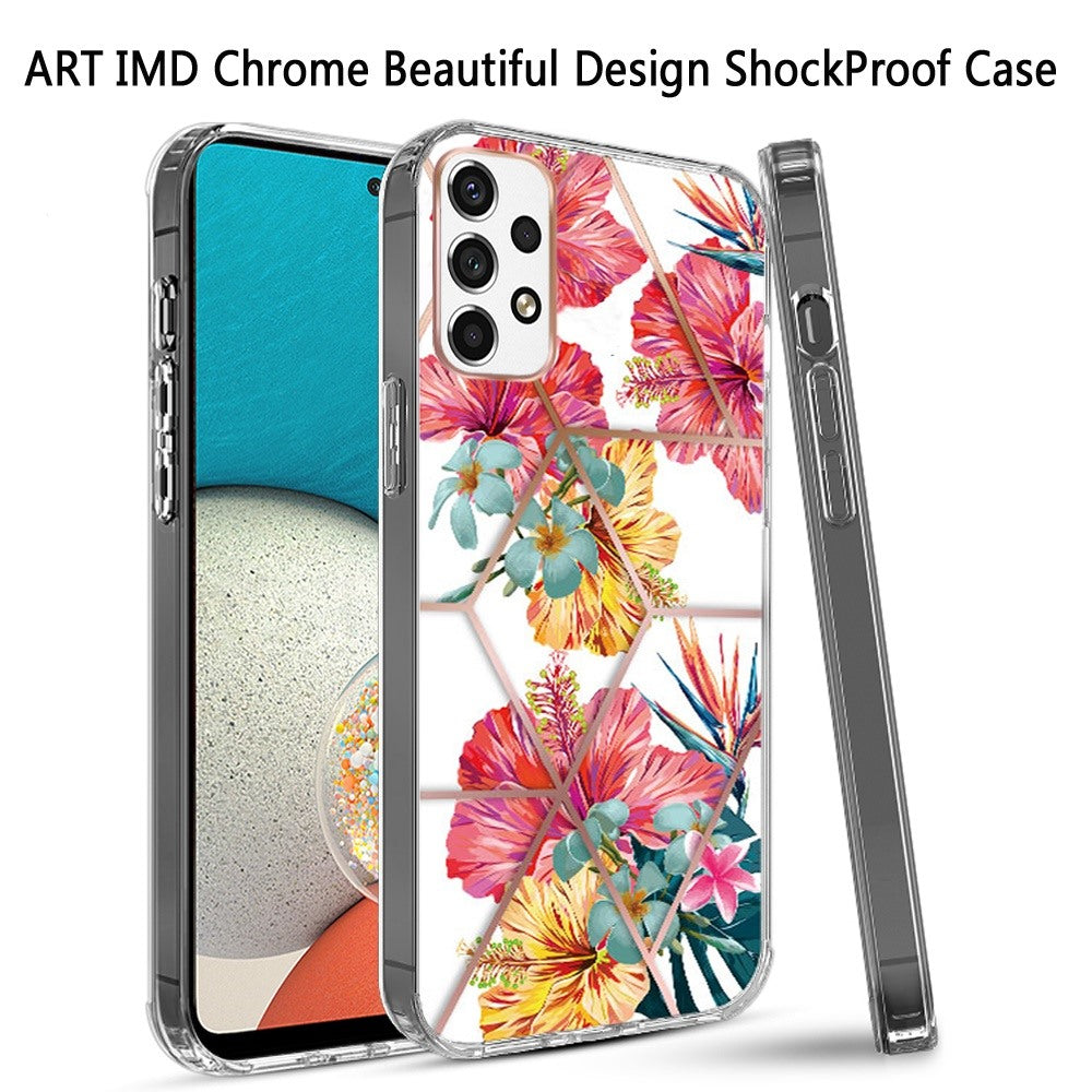 For Samsung Galaxy A53 5G Fashion Art Floral IMD Design Beautiful Flower Pattern Hybrid Protective Hard PC TPU Slim Back Phone Case Cover