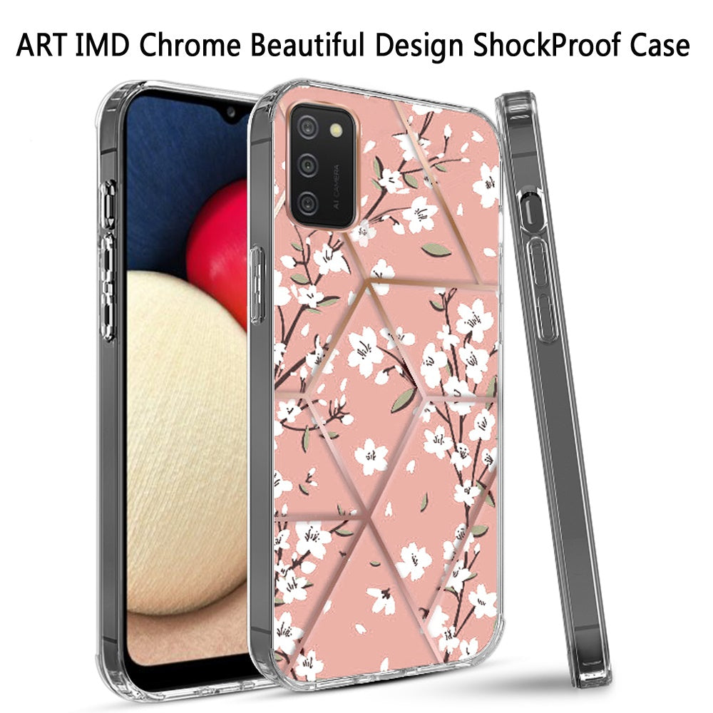 For Samsung Galaxy A02S Fashion Art Floral IMD Design Beautiful Flower Pattern Hybrid Protective Hard PC Rubber TPU Slim Back Phone Case Cover