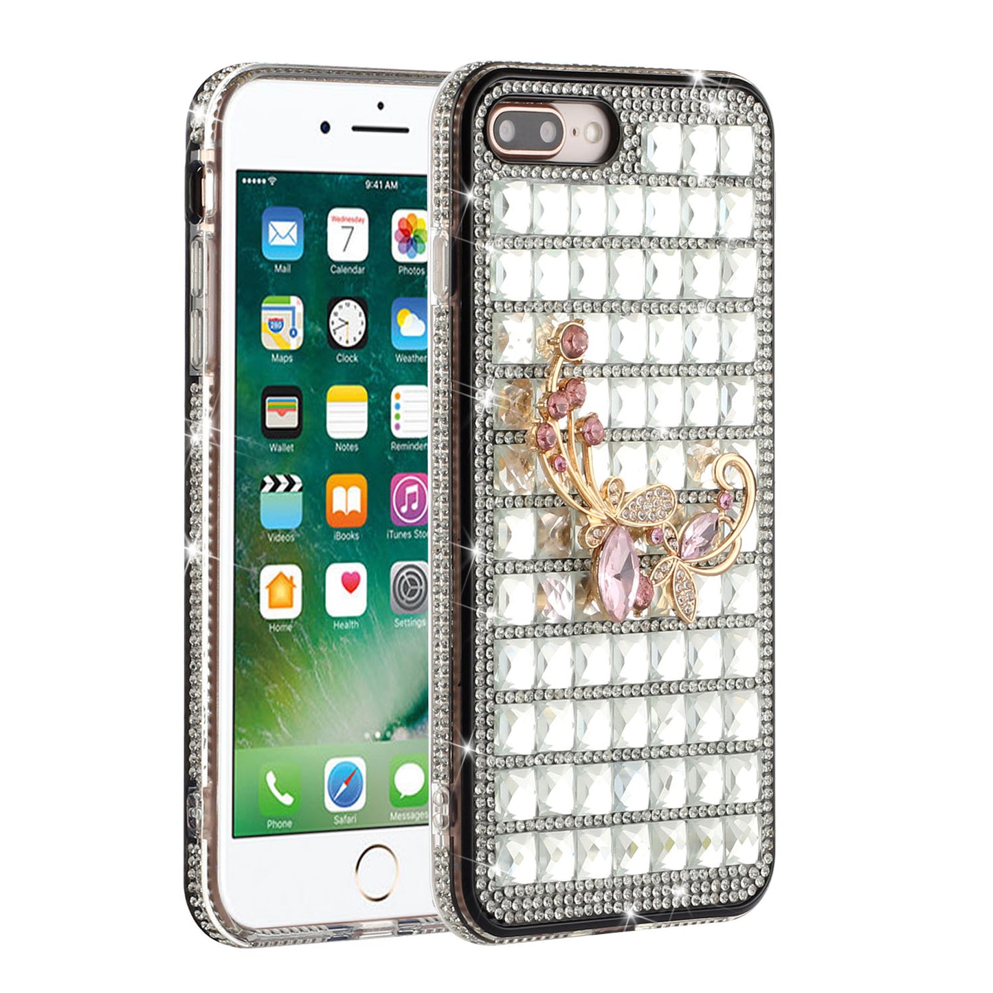 For Apple iPhone 8 Plus/7 Plus/6 Plus/6s Plus Fashion Luxury 3D Bling Diamonds Rhinestone Jeweled Ornament Shiny Crystal Phone Case Cover