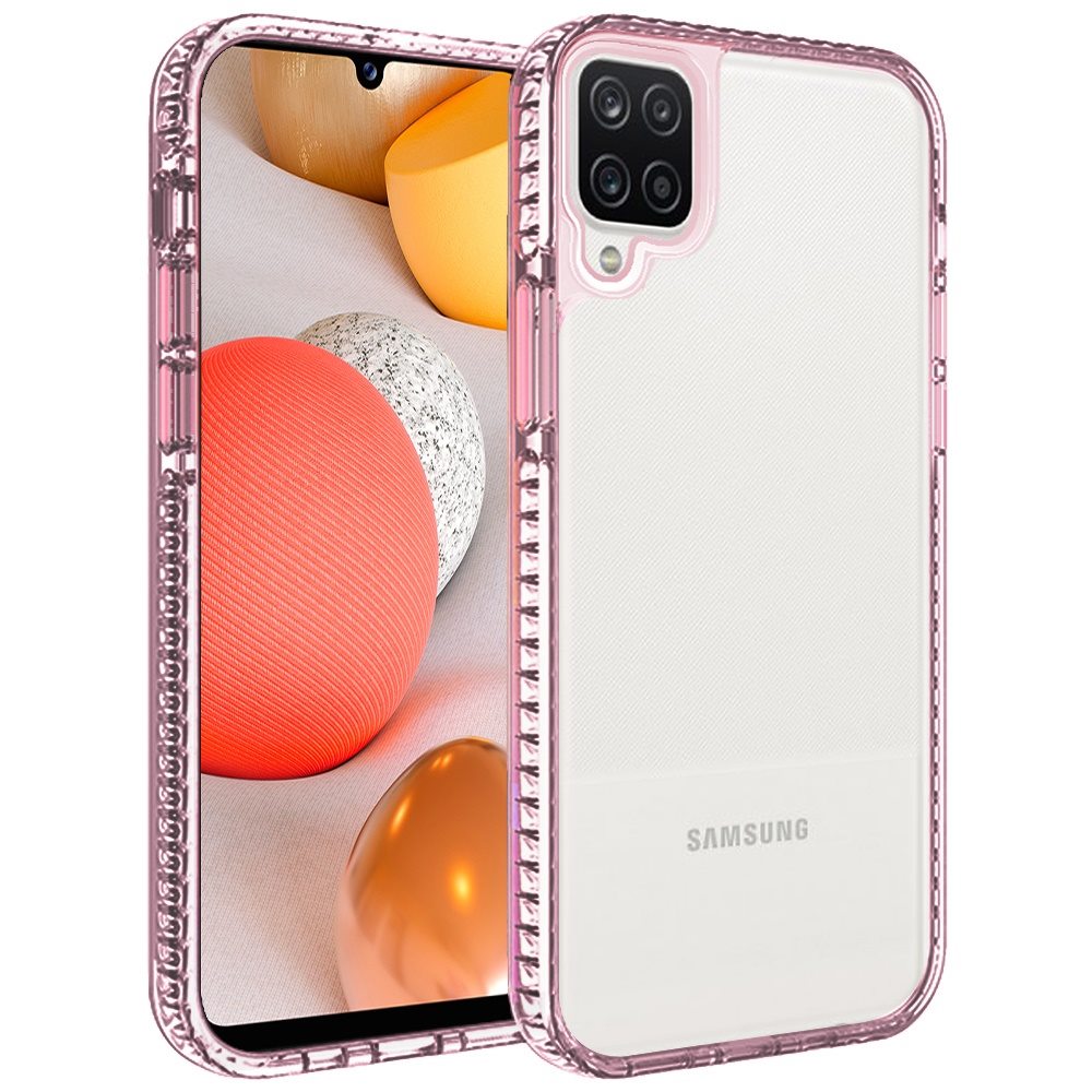 For Samsung Galaxy A42 5G Crystal Transparent Rugged Shockproof Hybrid PC+TPU Colorful Buttons Military Grade Protection Back Phone Case Cover