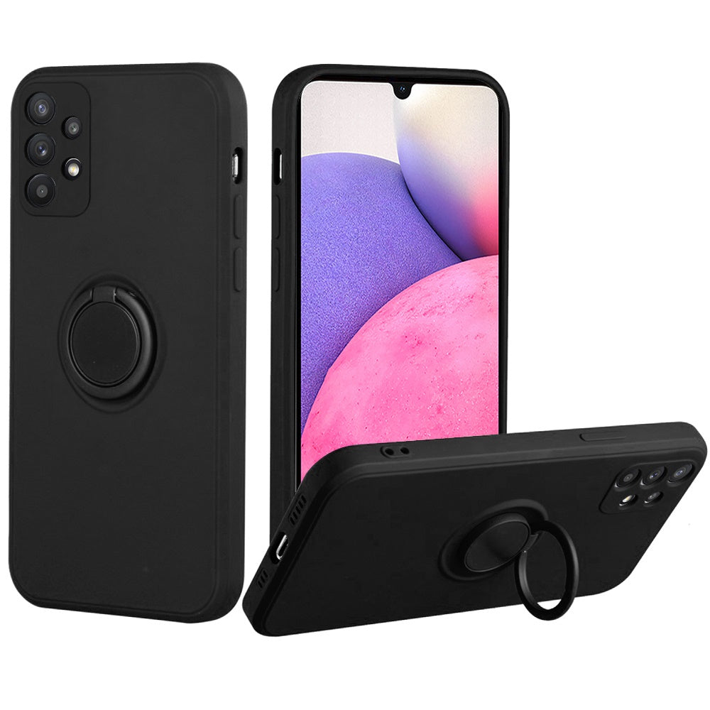 For Samsung Galaxy A33 5G Slim Silicone Soft Rubber Hybrid with Ultra-Thick Ring Magnetic Stand Holder Car Mount Supported Hard Phone Case Cover