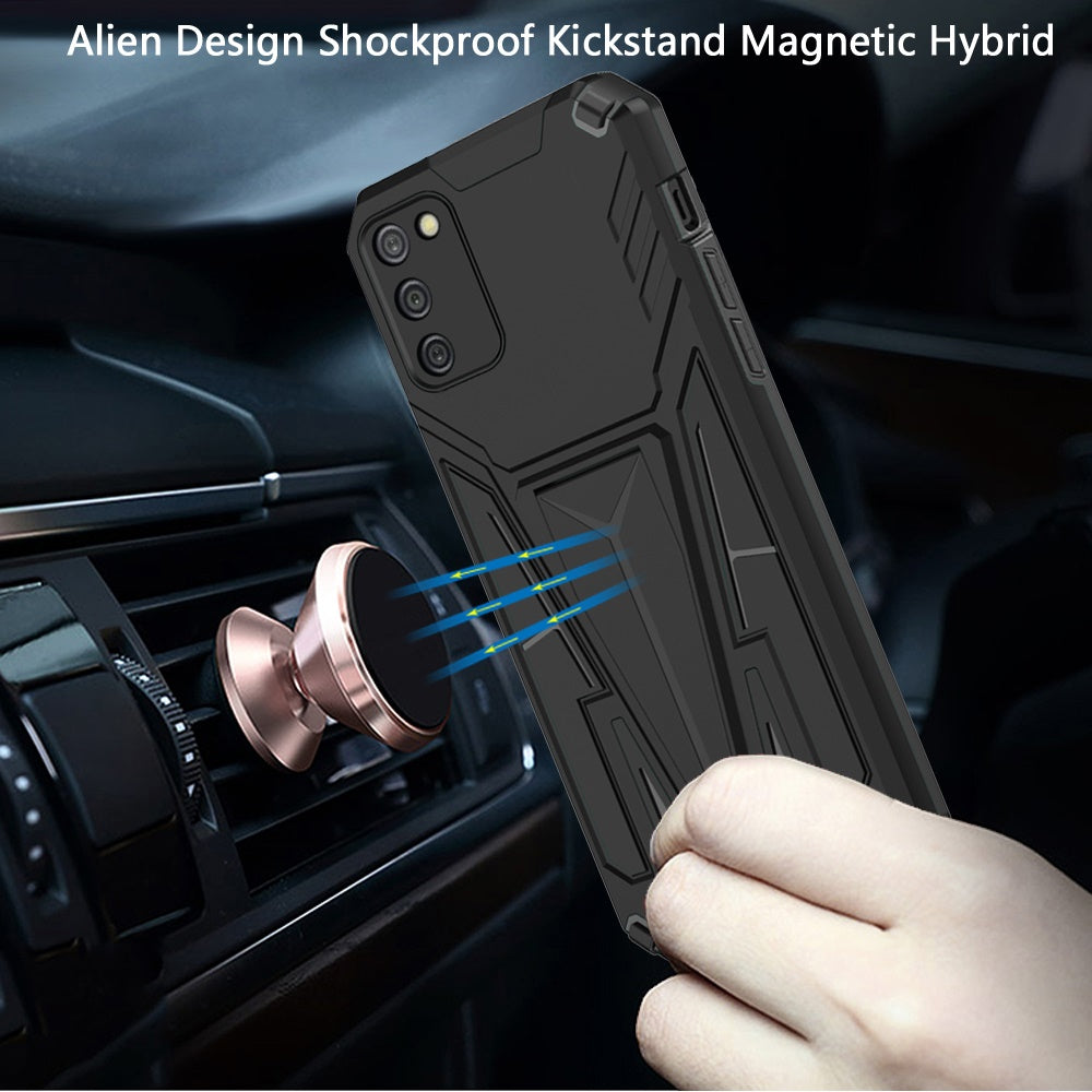 For Samsung Galaxy A02S Heavy Duty Protection Hybrid Built-in Kickstand Rugged Shockproof Military Grade Dual Layer Full Body Phone Case Cover