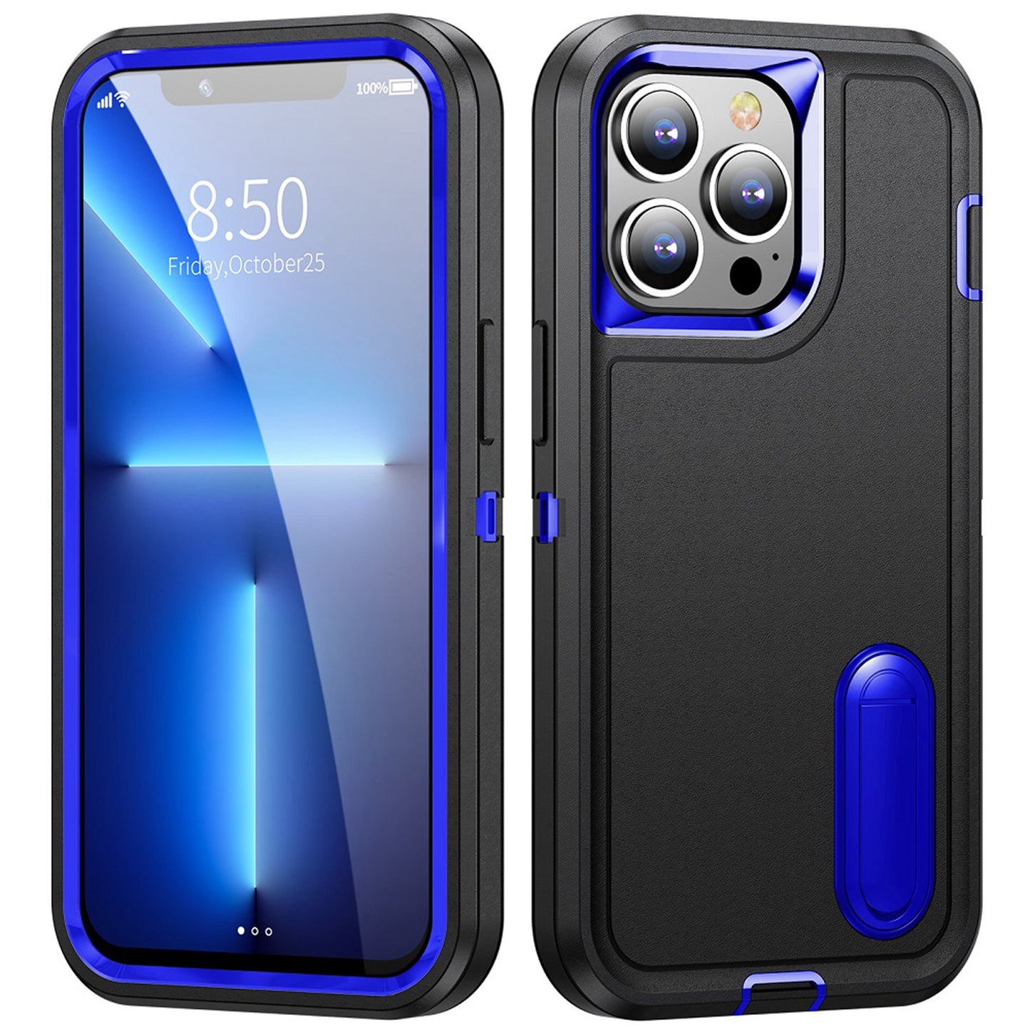 For Apple iPhone SE 3 (2022) SE/8/7 Hybrid 3 Layers 3in1 Hard PC Shockproof with Kickstand Heavy Duty TPU Rubber Phone Case Cover