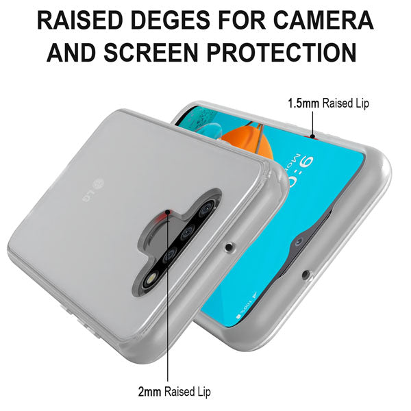 For LG K51 / Reflect Slim Fit Hybrid Transparent Rubber Gummy Hard PC Soft Silicone Protective Semi White Phone Case Cover