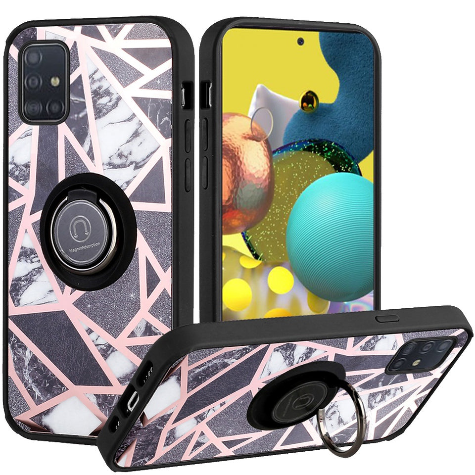 For Apple iPhone SE 2022 /SE 2020/8/7 Unique Marble Design with Magnetic Ring Kickstand Holder Hybrid TPU Shockproof Phone Case Cover
