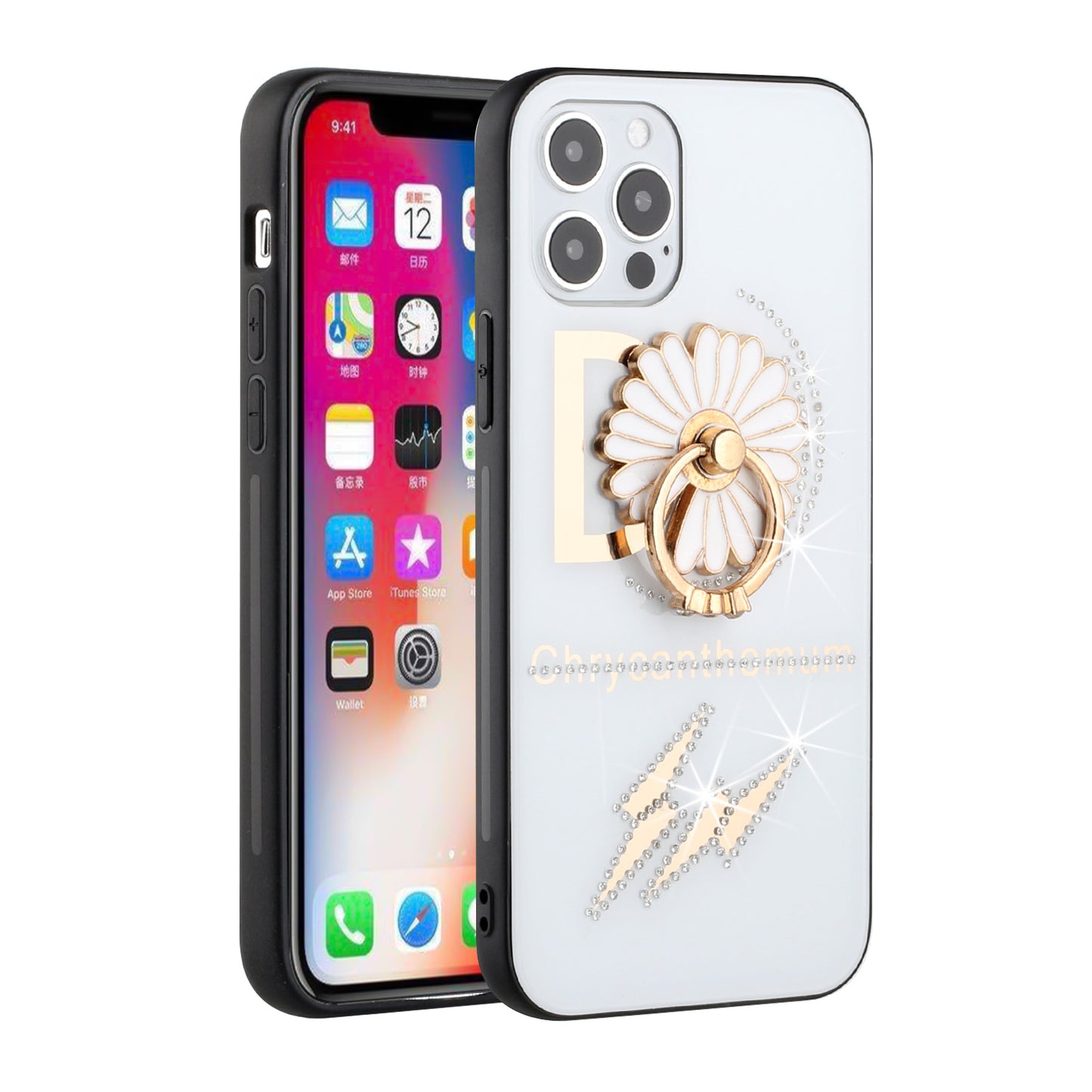 For Samsung Galaxy A02S Diamond Bling Sparkly Glitter Ornaments Engraving Hybrid Armor Ring Stand Holder Fashion Phone Case Cover
