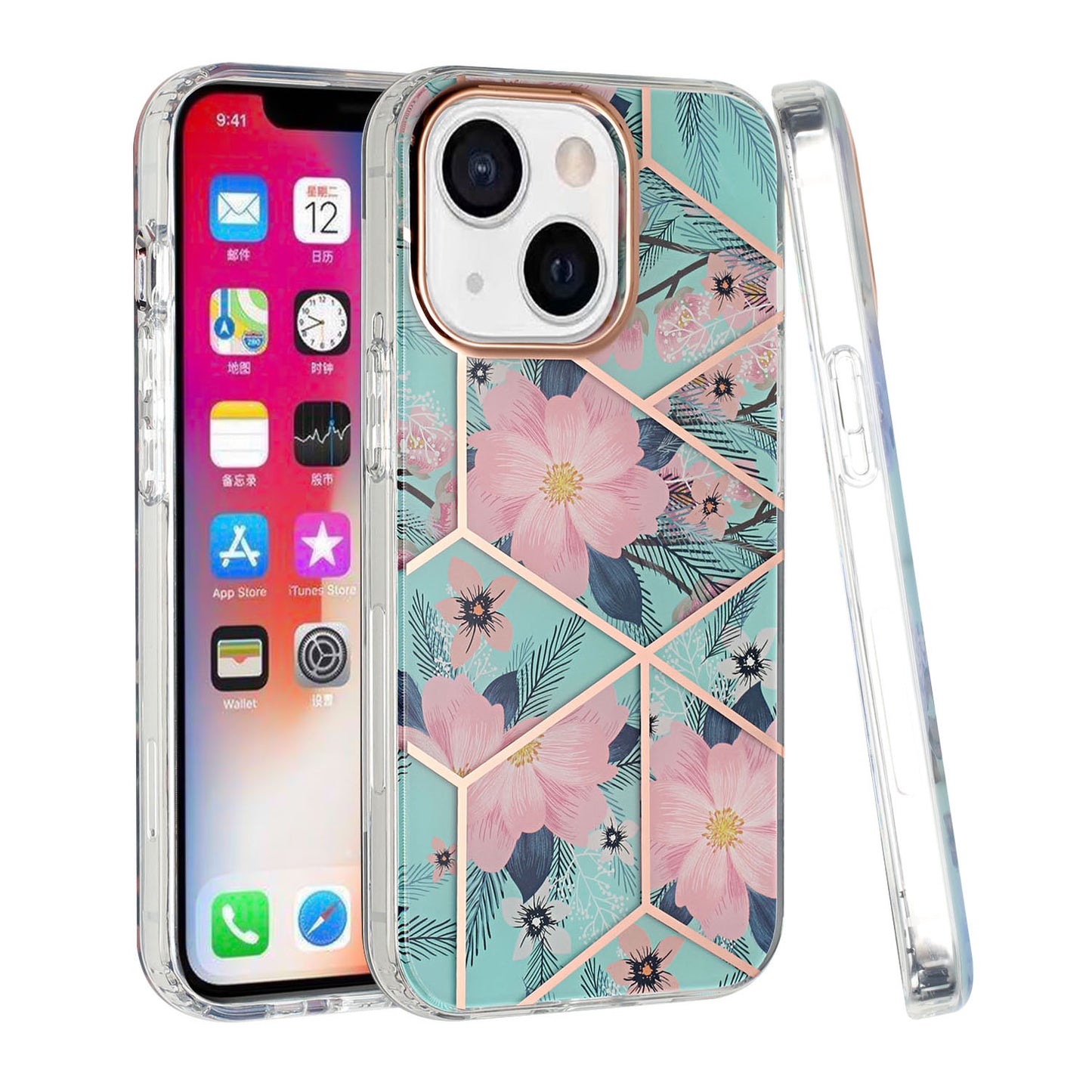 For Apple iPhone SE 2022 3rd/SE 2020/8/7 Fashion Floral IMD Design Flower Pattern Hybrid Protective Hard TPU Slim Back Phone Case Cover