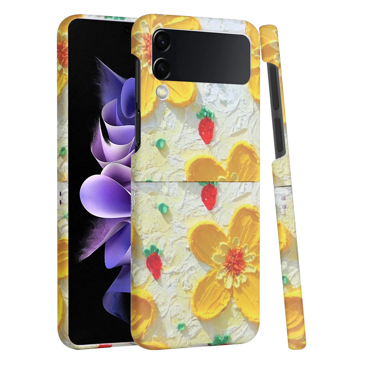 For Samsung Galaxy Z Flip 4 5G Bliss Floral Stylish Design Hybrid Rubber TPU Hard PC Shockproof Armor Slim Phone Case Cover