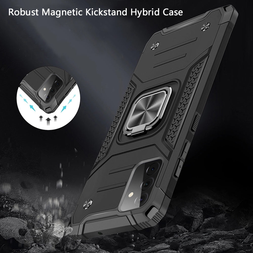 For Samsung Galaxy A13 5G Armor Hybrid with Ring Holder Kickstand Shockproof Heavy-Duty Durable Rugged Dual Layer Hard PC + TPU Phone Case Cover