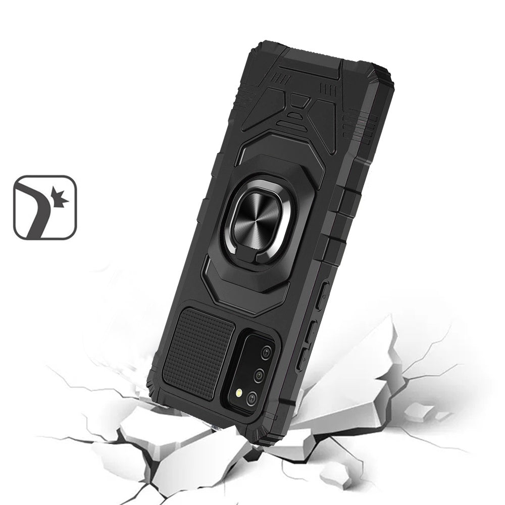 For Samsung Galaxy A03S Hybrid Dual Layer with Rotate Magnetic Ring Stand Holder Kickstand, Rugged Shockproof Protective Phone Case Cover