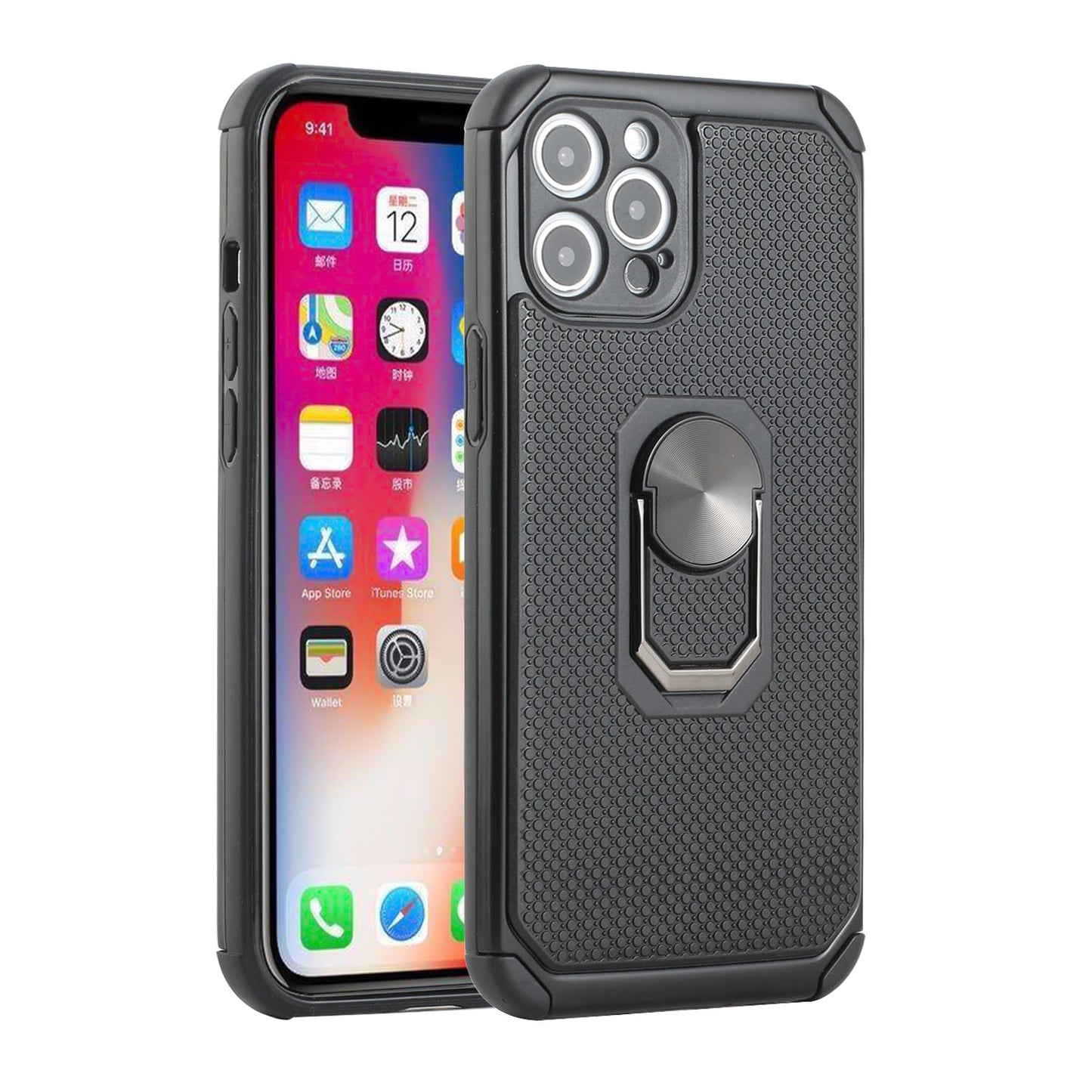For Apple iPhone 11 (6.1") Slim Rugged TPU Shockproof Hybrid with Magnetic Ring Stand Holder Phone Case Cover
