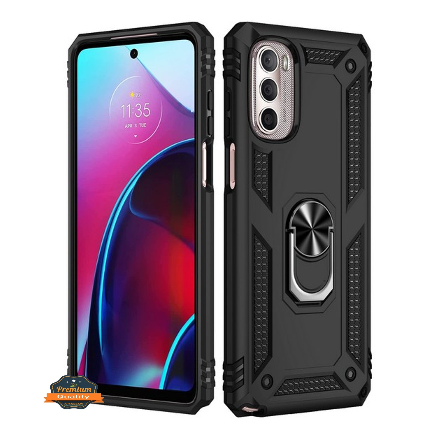 For Samsung Galaxy A03 Core Shockproof Hybrid Dual Layer PC + TPU with Ring Stand Metal Kickstand Heavy Duty Armor Shell Phone Case Cover