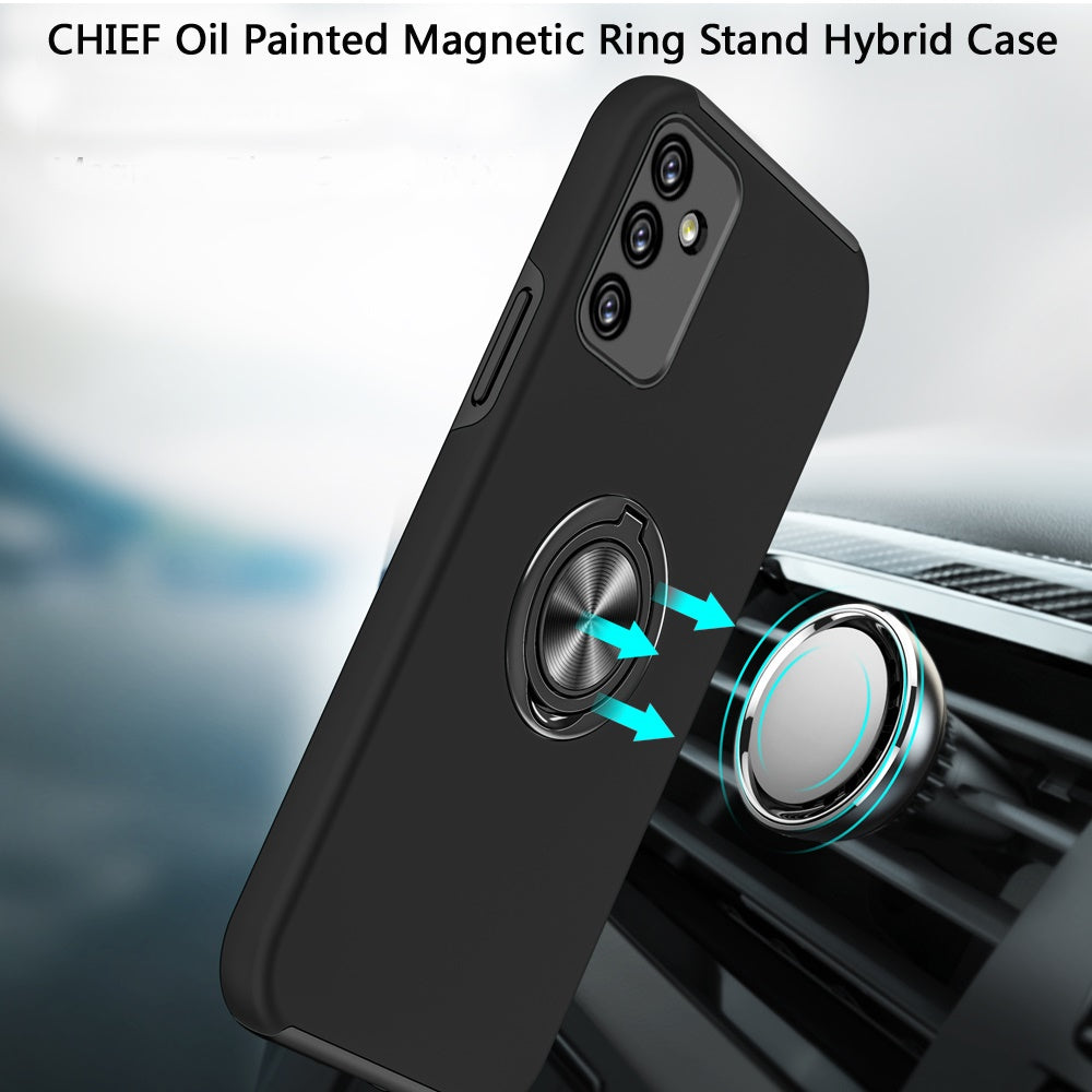 For Samsung Galaxy A13 5G Hybrid 360 Degree Rotatable Metal Invisible Ring Stand Holder Fit Magnetic Car Mount Shockproof Slim Phone Case Cover