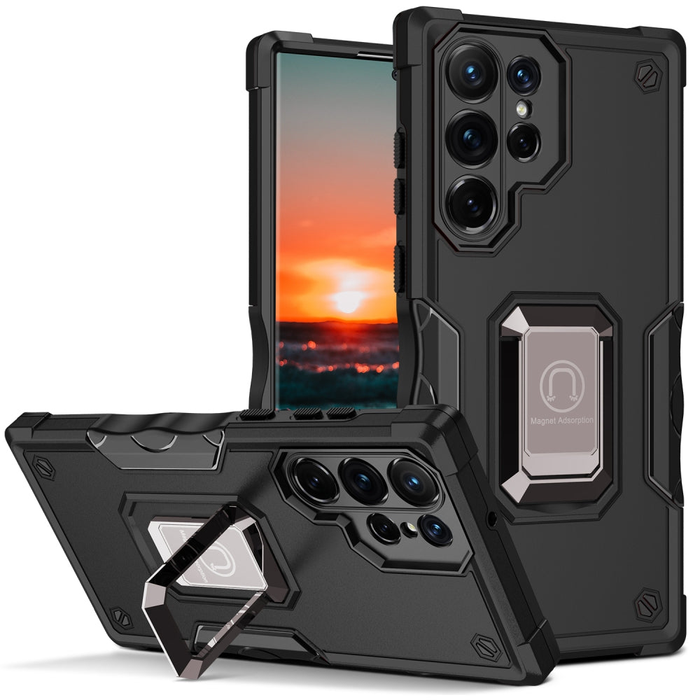 For Samsung Galaxy S22 /Plus + / Ultra Hybrid Hard PC Soft TPU Bumper with Magnetic Ring Stand Holder Military-Grade Drop Protection Phone Case Cover