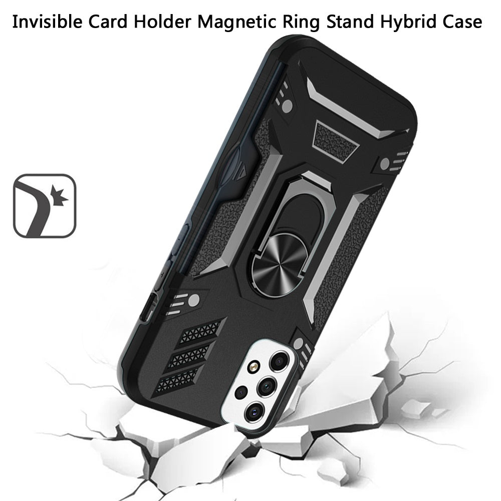 For Samsung Galaxy A53 5G Wallet Case Hybrid Ring Stand with Invisible Credit Card Holder Slim Shockproof Rugged Hard Phone Case Cover