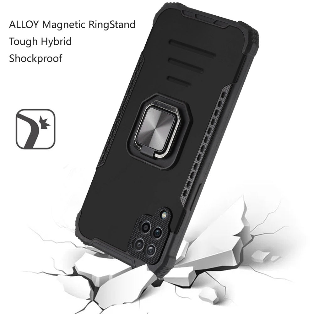 For Samsung Galaxy A12 5G Hybrid with Stand Magnetic Ring Kickstand Bumper Shockproof Armor Heavy Duty Military Grade Hard Phone Case Cover
