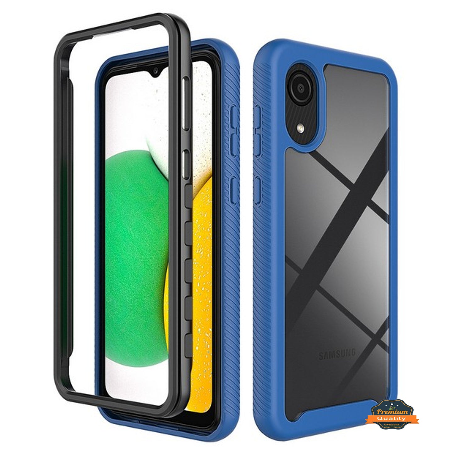 For Samsung Galaxy A03 Core Armor Slim Hybrid Double Layer Hard PC + TPU Transparent Back Rugged Frame Shockproof Phone Case Cover