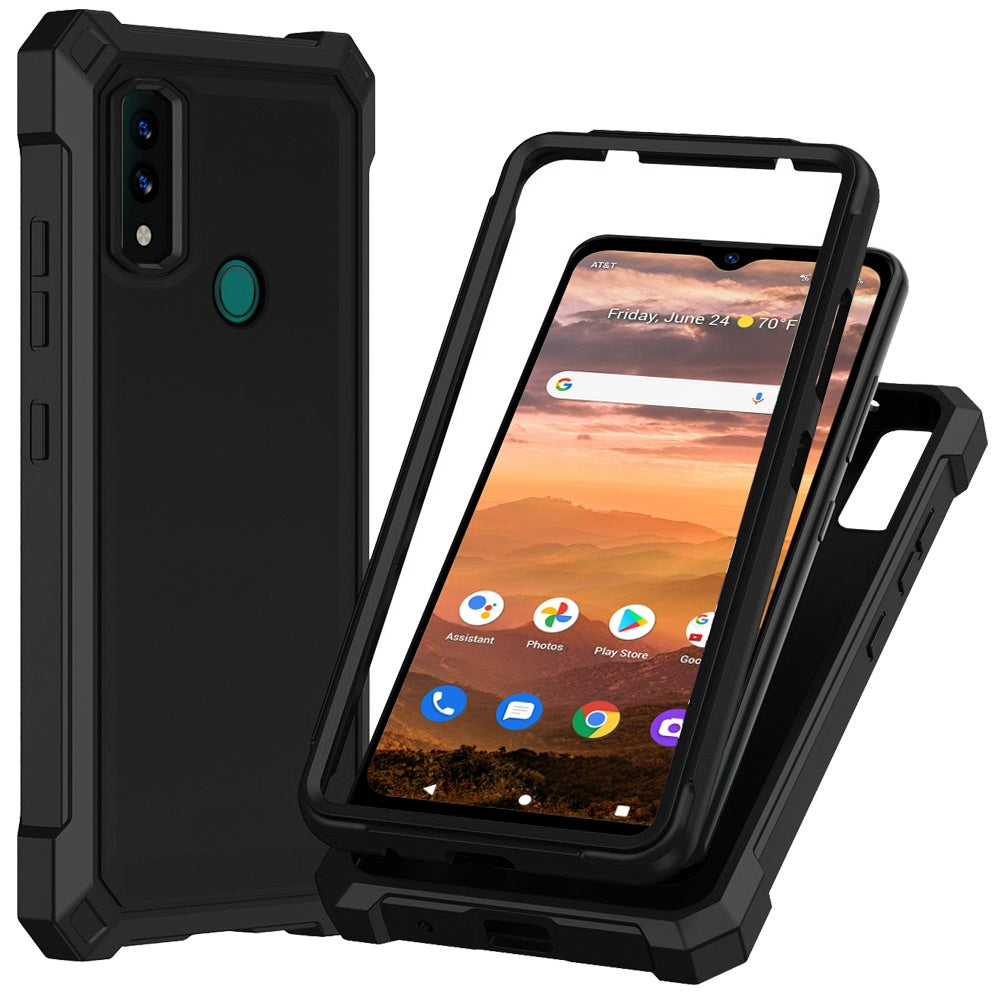 For AT&T Maestro 3 Matte Finish Hybrid Thick Shell Guard Shockproof Dual Layer Hard PC + TPU Bumper Frame Armor Phone Case Cover