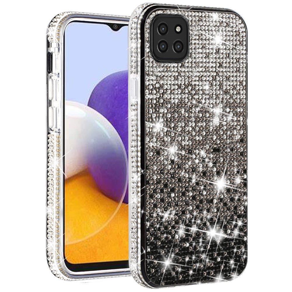 For Samsung Galaxy A22 5G Glitter Bling Ultra Thin TPU Sparkle Diamond Rhinestone Shiny Full Cover Crystal Stones Back Phone Case Cover