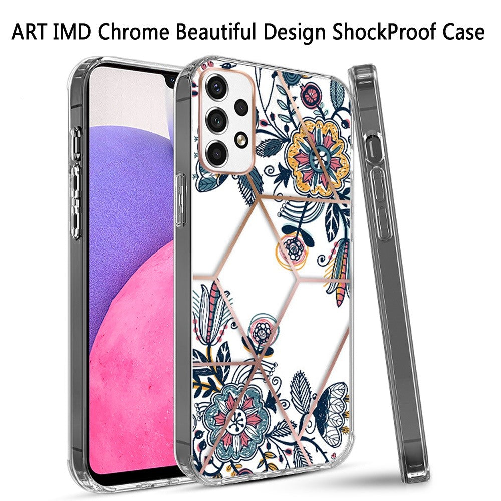 For Samsung Galaxy A33 5G Fashion Art Floral IMD Design Beautiful Flower Pattern Hybrid Protective Hard Rubber TPU Slim Phone Case Cover