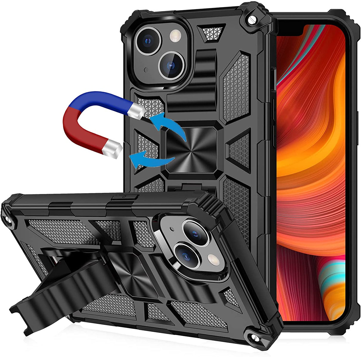 For Samsung Galaxy A03 Core Built in Magnetic Kickstand, Military Hybrid Bumper Heavy Duty Dual Layers Rugged Protective Phone Case Cover