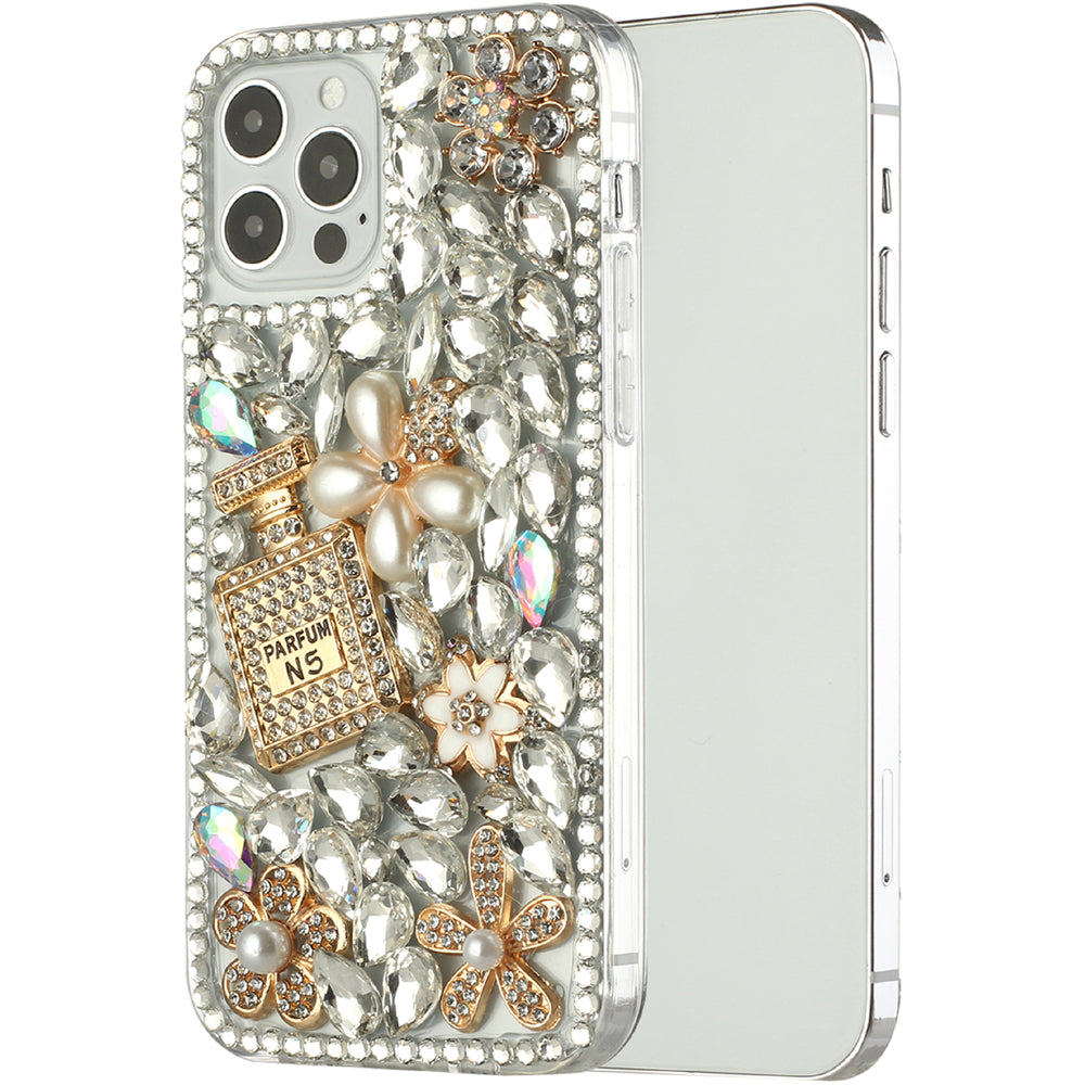 For Apple iPhone XR Bling Clear Crystal 3D Full Diamonds Luxury Sparkle Transparent Rhinestone Hybrid Bumper Phone Case Cover