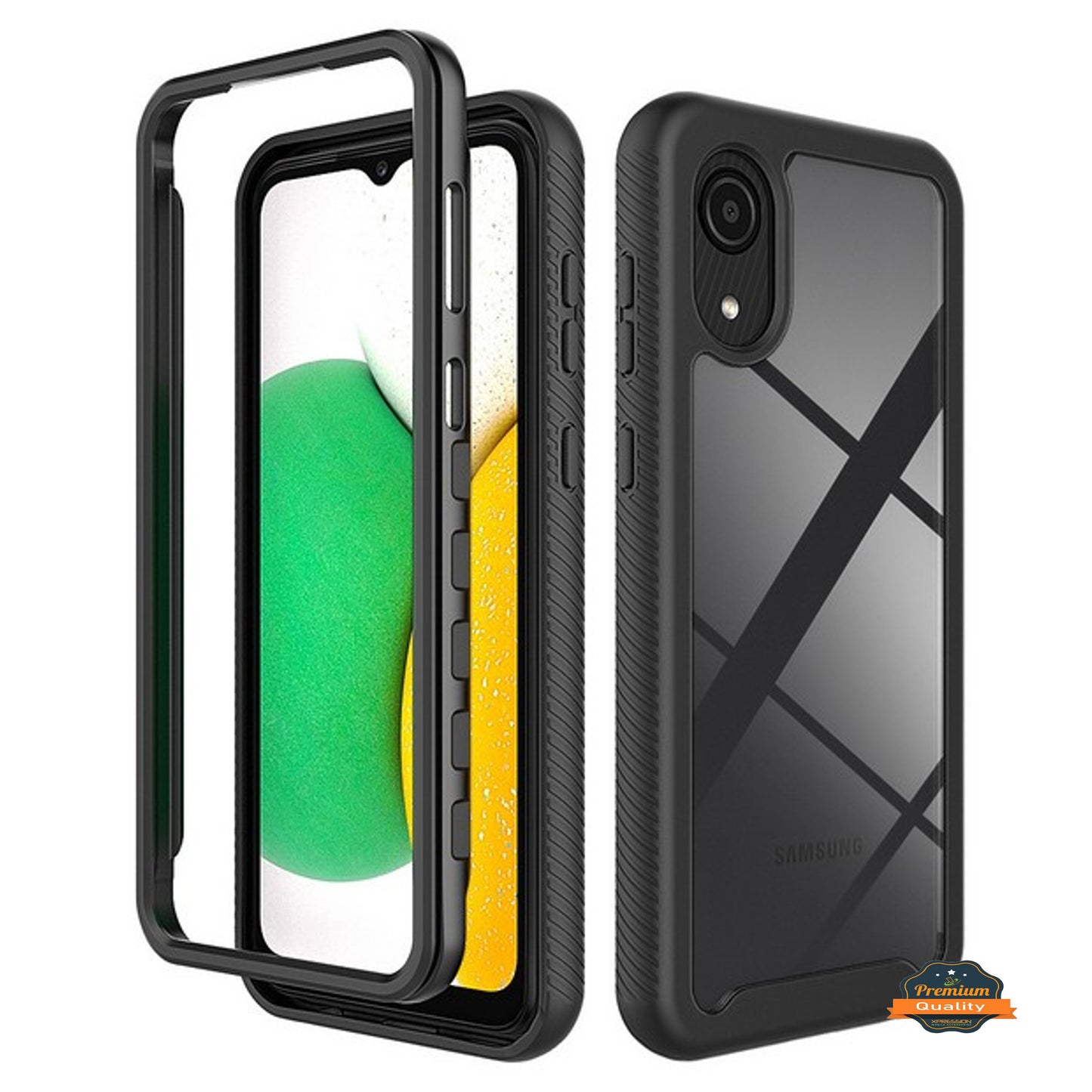 For Samsung Galaxy A03 Core Armor Slim Hybrid Double Layer Hard PC + TPU Transparent Back Rugged Frame Shockproof Phone Case Cover