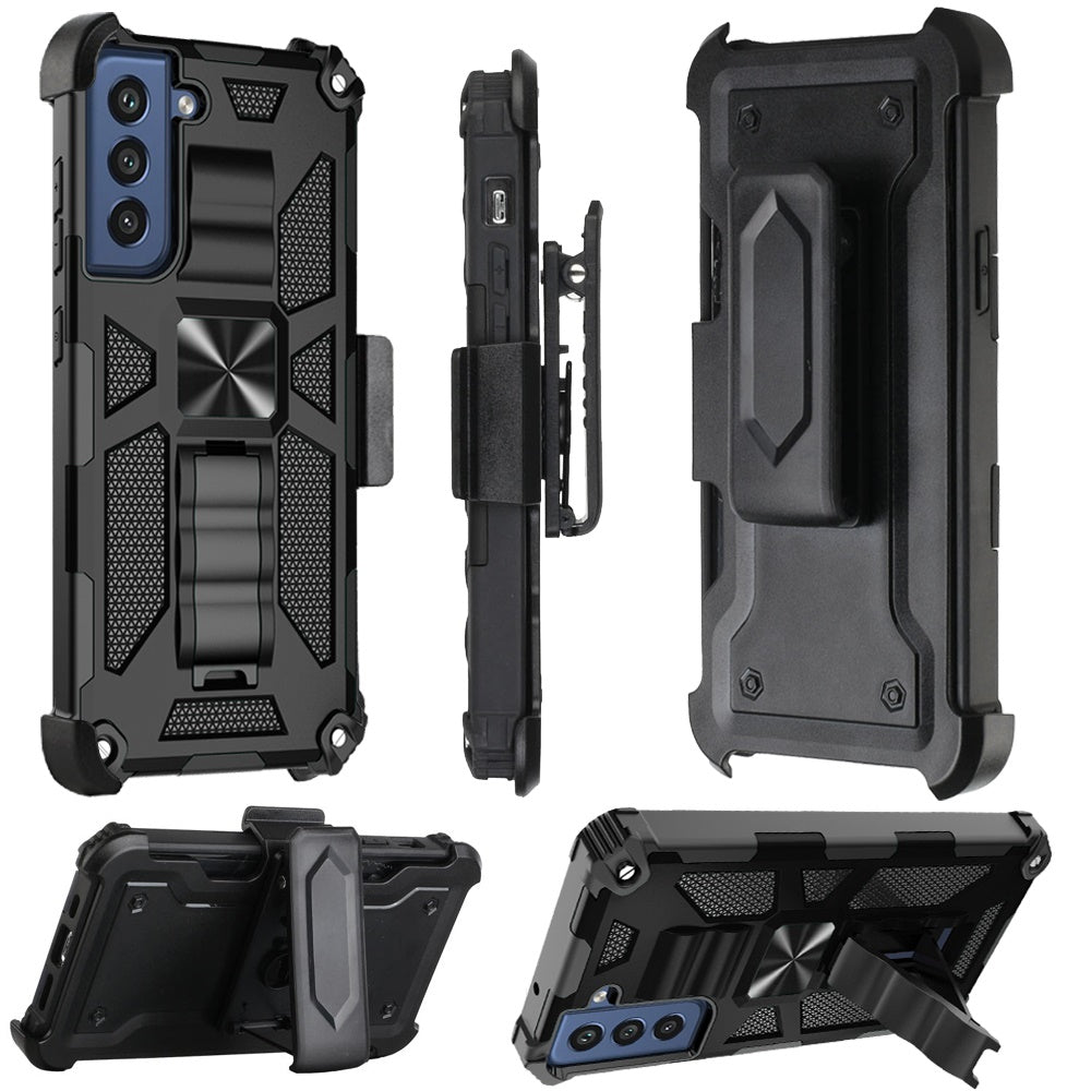 For Apple iPhone 13 Pro Max (6.7") Hybrid 3in1 Combo Holster Belt Clip with Kickstand, Full-Body Protective Military-Grade Phone Case Cover