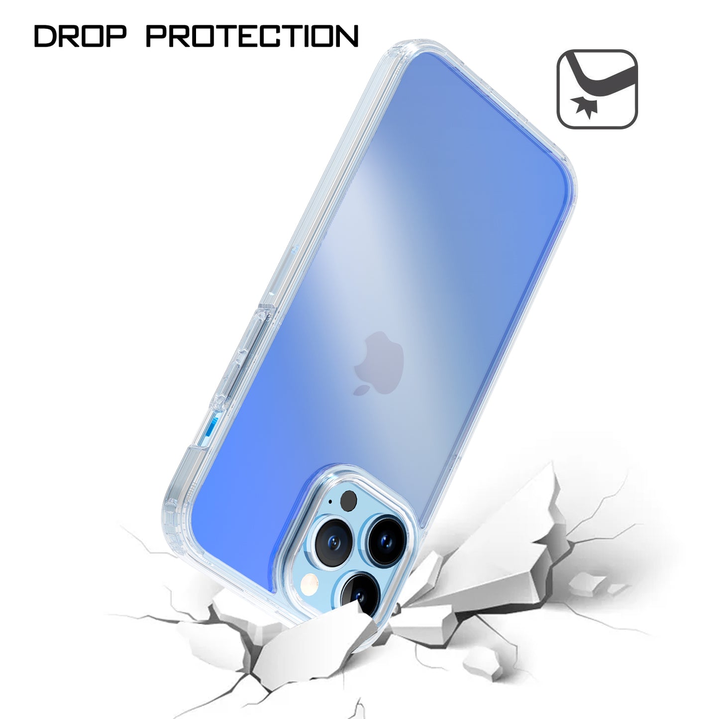 For Apple iPhone 13 Pro Max 6.7" Transparent Gradient Designed Slim Hybrid Hard PC Back and TPU Rubber Frame Bumper Phone Case Cover