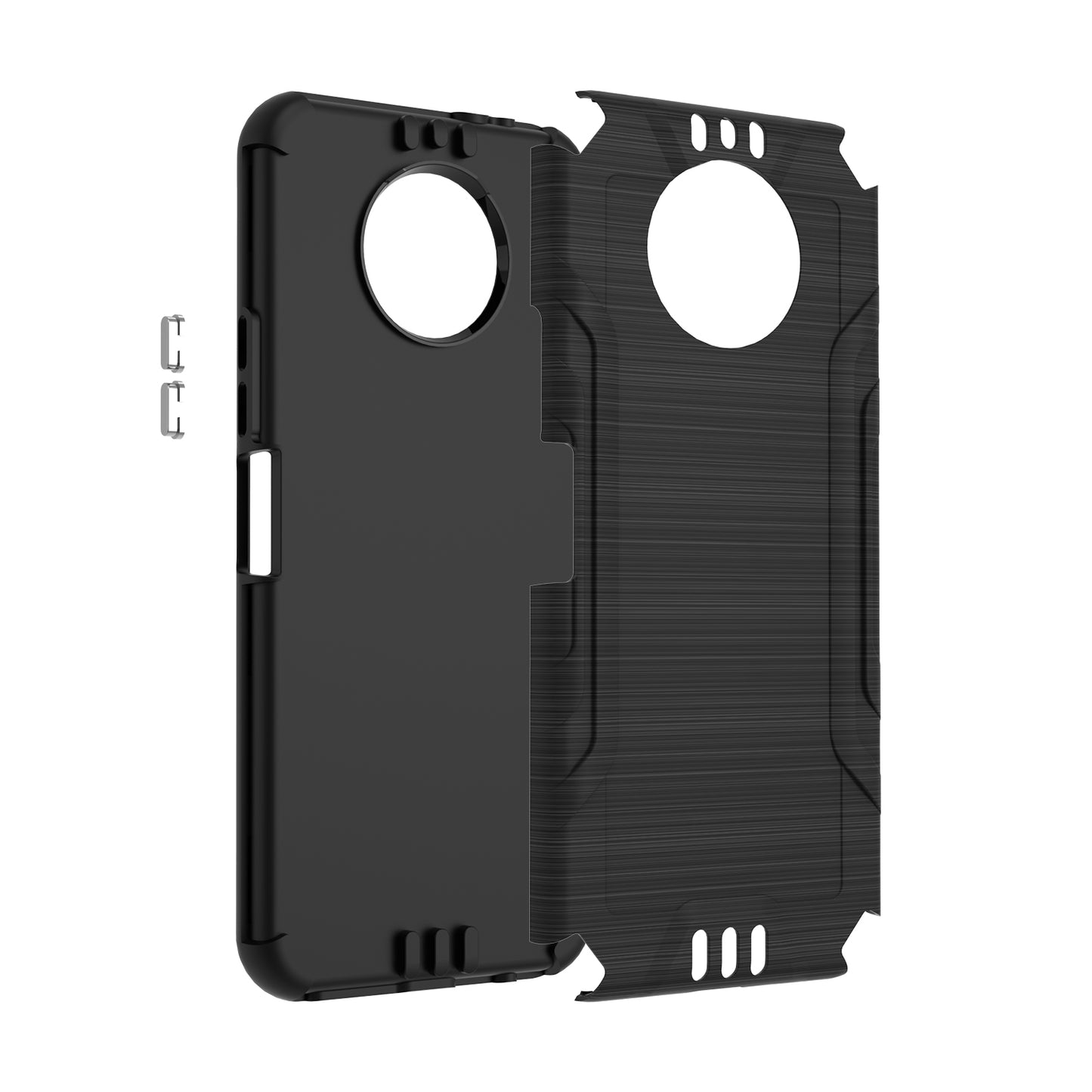 For Nokia G50 5G Hybrid Dual Layer Slim Defender Armor Tuff Metallic Brush Texture Finishing Shockproof Hard PC + Soft TPU Rubber Phone Case Cover