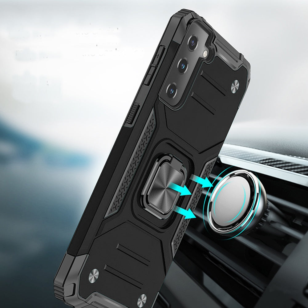 For Samsung Galaxy S20 Ultra Armor Hybrid with Ring Stand Holder Kickstand Shockproof Heavy-Duty Durable Rugged 2in1 Black Phone Case Cover