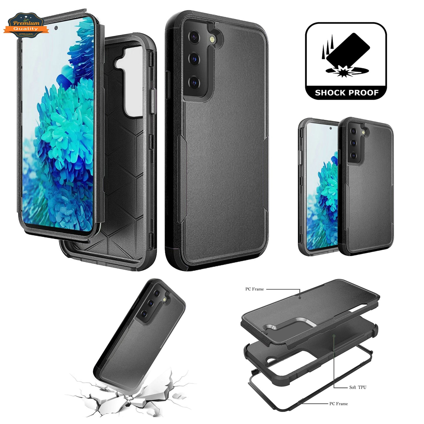 For Samsung Galaxy A13 5G Hybrid Rugged Hard Shockproof Drop-Proof with 3 Layer Protection, Military Grade Heavy-Duty Phone Case Cover