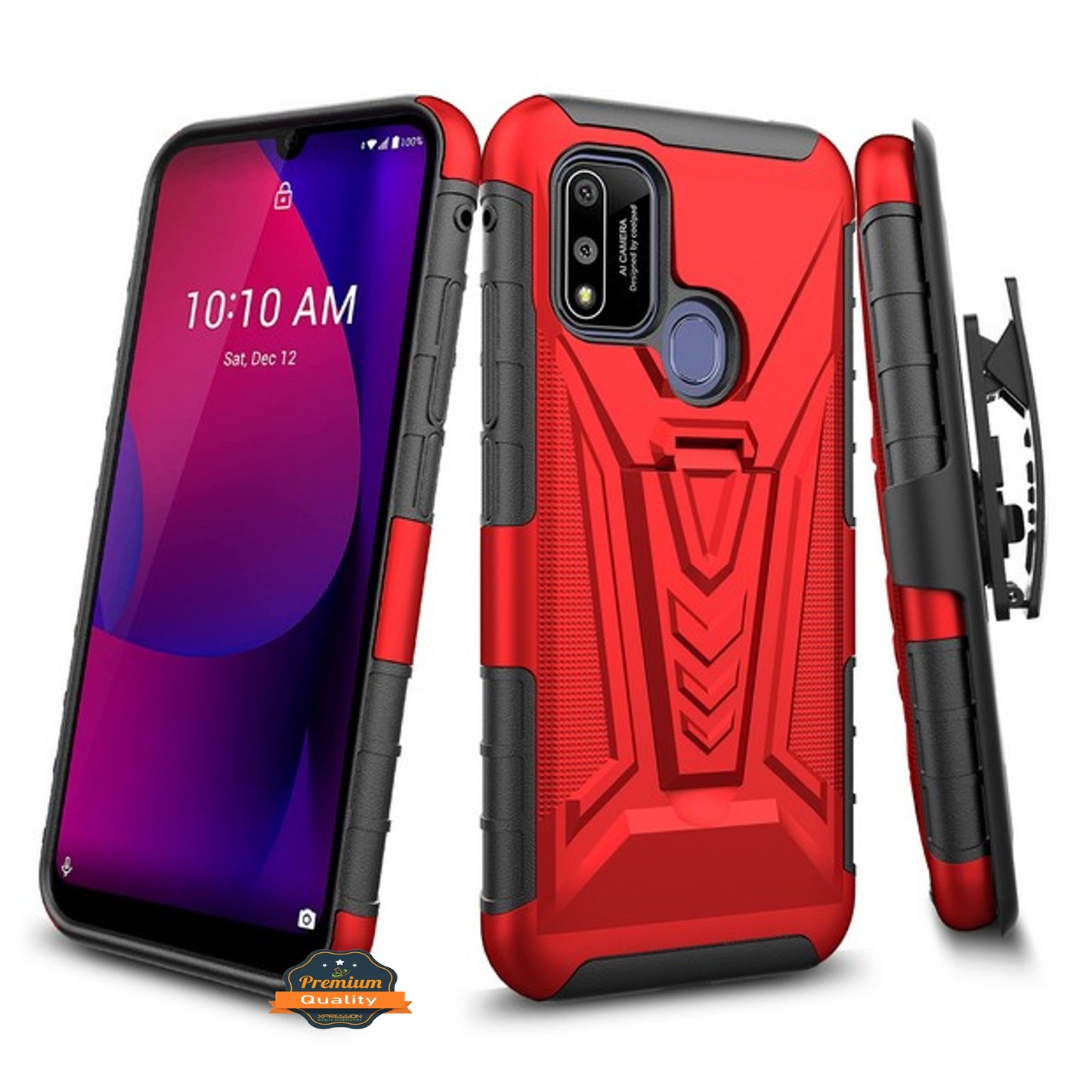 For Coolpad Suva Hybrid Armor Kickstand with Swivel Belt Clip Holster Stand Heavy Duty 3 in 1 Defender Shockproof Rugged Phone Case Cover
