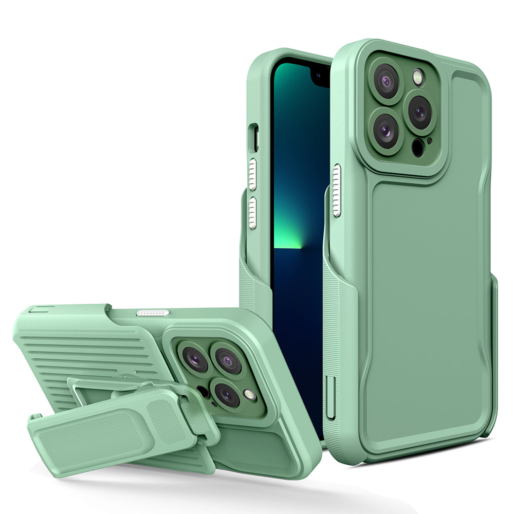 For Apple iPhone 14 /Plus Pro Max Hybrid Combo 2in1 with Secure Clip-on Holster, Kickstand & Camera Opening Phone Case Cover