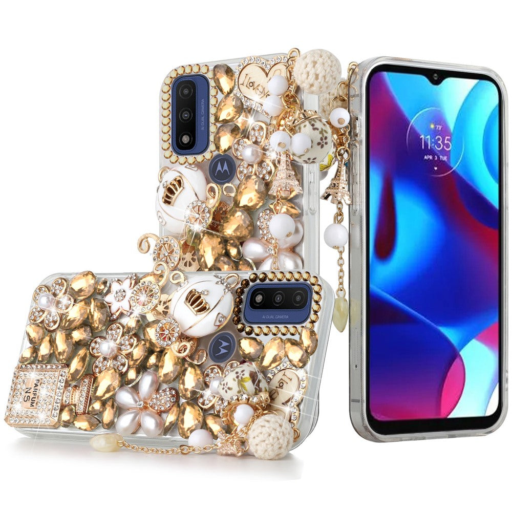 For Motorola Moto G Power 2022 Bling Clear Crystal 3D Full Diamonds Luxury Sparkle Transparent Rhinestone Hybrid Bumper Phone Case Cover