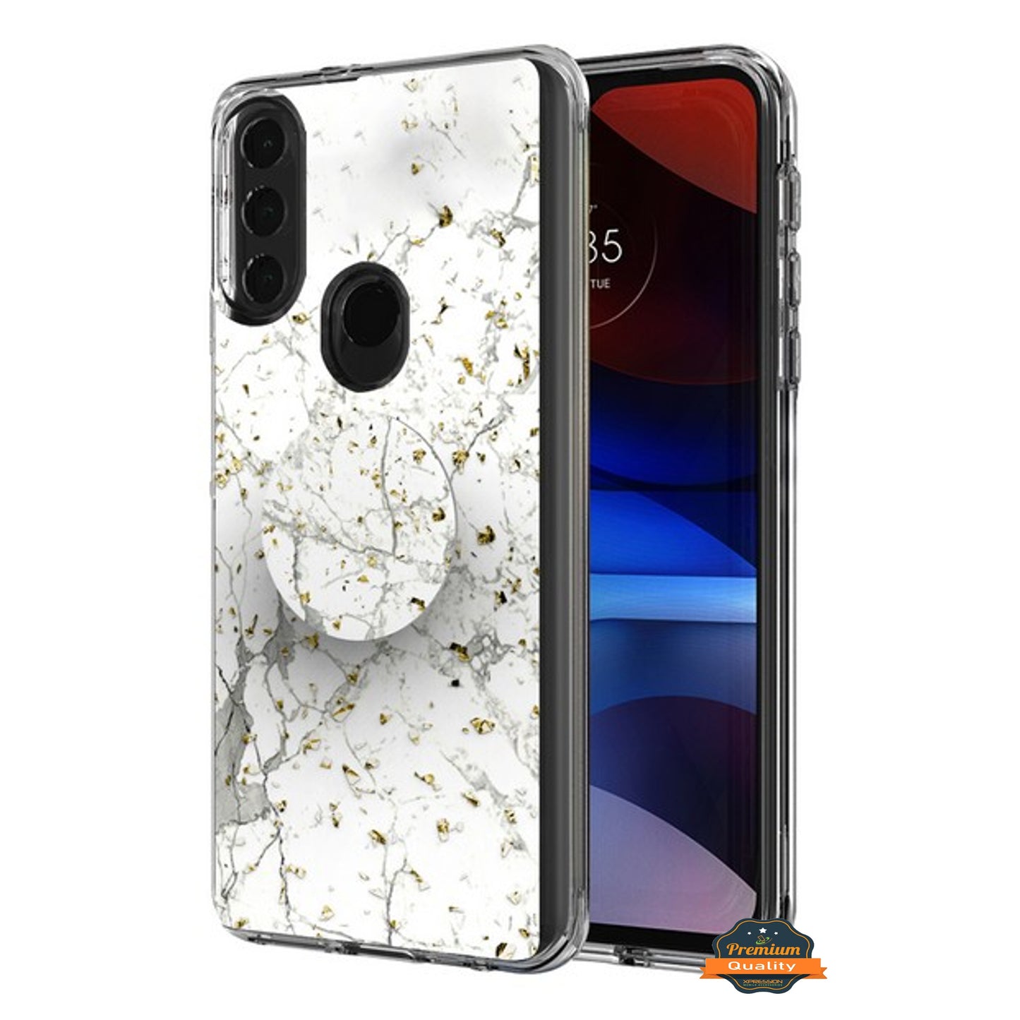 For Motorola Moto G Power 2022 Elegant Pattern Design Bling Glitter Hybrid Cases with Ring Stand Pop Up Finger Holder Kickstand Phone Case Cover