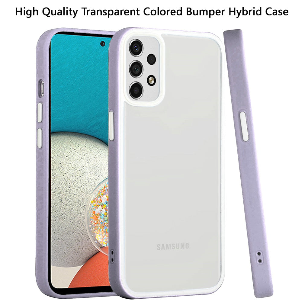 For Samsung Galaxy A53 5G Hybrid Transparent Colored Frame Bumper Hard Back Shockproof Slim TPU Silicone Protective Phone Case Cover