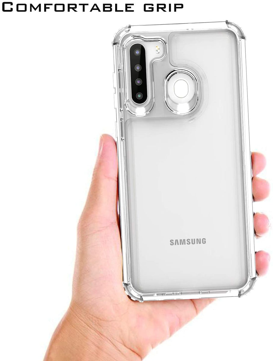 For Samsung Galaxy A22 5G Transparent 3 Layer Heavy Duty Rugged Full Body Shockproof Hybrid Hard PC + TPU Bumper Protective Phone Case Cover