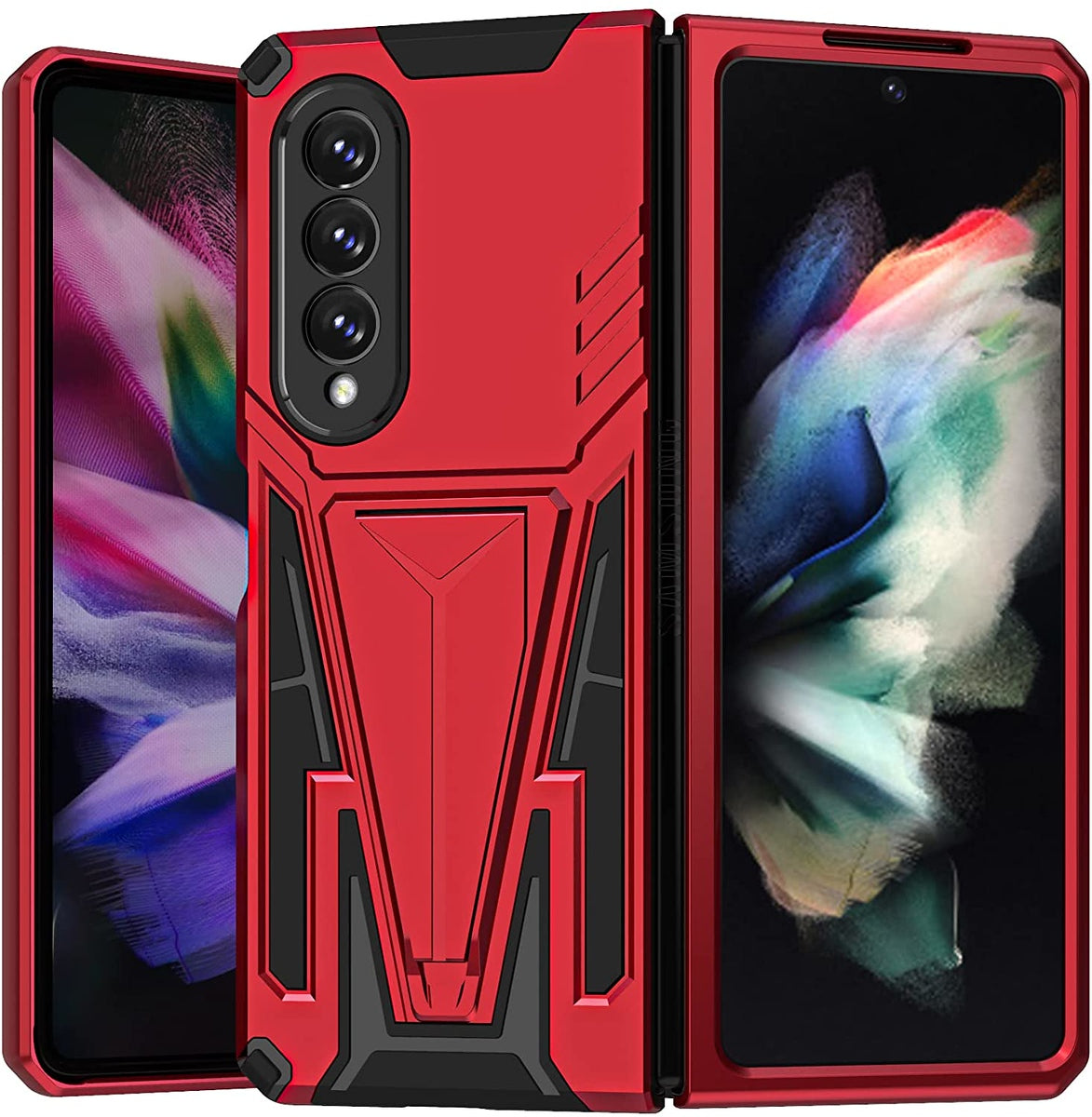 For Samsung Galaxy Z Fold 4 5G Hybrid Armor Rugged with Kickstand, Supports Magnetic Car Mount Dual Layer Hard PC Phone Case Cover