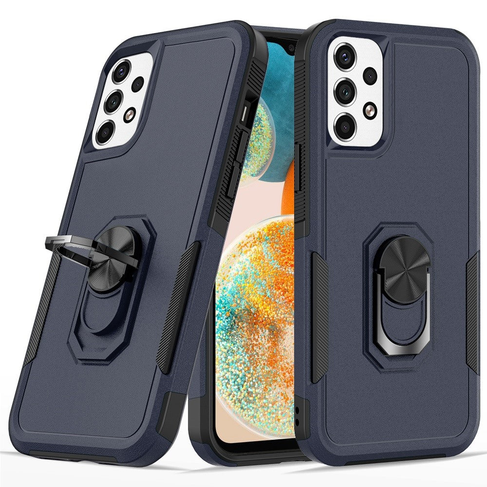 For Samsung Galaxy A23 5G Hybrid Rugged Hard Drop-Proof 3 Layer Protection Military Grade Armor with Metal Ring Stand Phone Case Cover