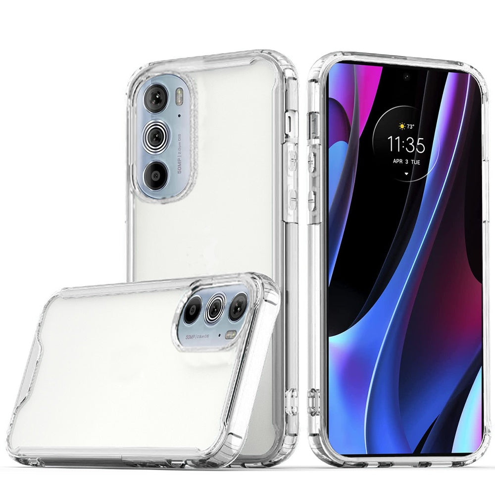 For Motorola Edge+ 2022 /Edge Plus Colored Shockproof Transparent Hard PC Rubber TPU Hybrid Shell Thin Slim Protective Phone Case Cover